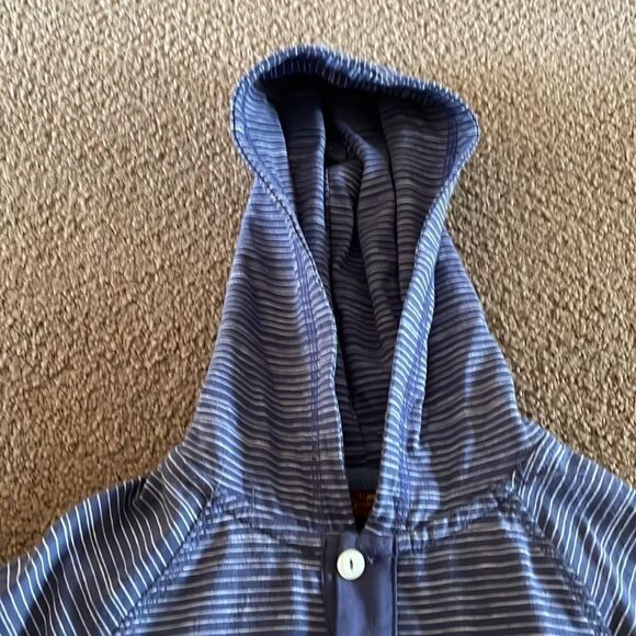 74AMK Boys Blue & White Striped Hooded L/S Shirt - Picture 3 of 6